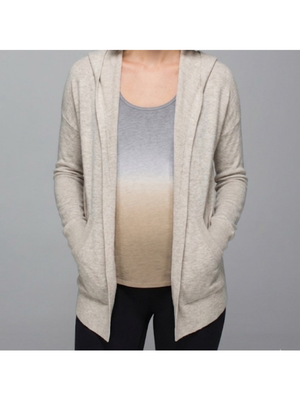 Lululemon Yogi Cardigan Hoodie Sweater Size 6 Beige